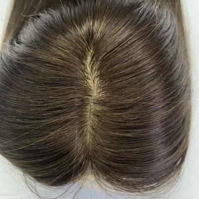 Women's Single Knots for Swiss Lace Closure Topper Hand Tied Invisible HD Virgin Remy Cuticle Aligned Human Hair Toupee Right