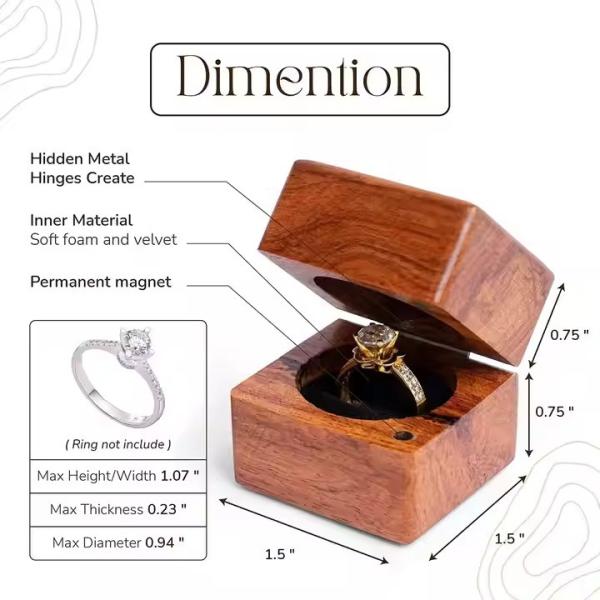 Handmade Wooden Wedding & Engagement Ring Box. Customizable Premium Quality for Your Special Day.