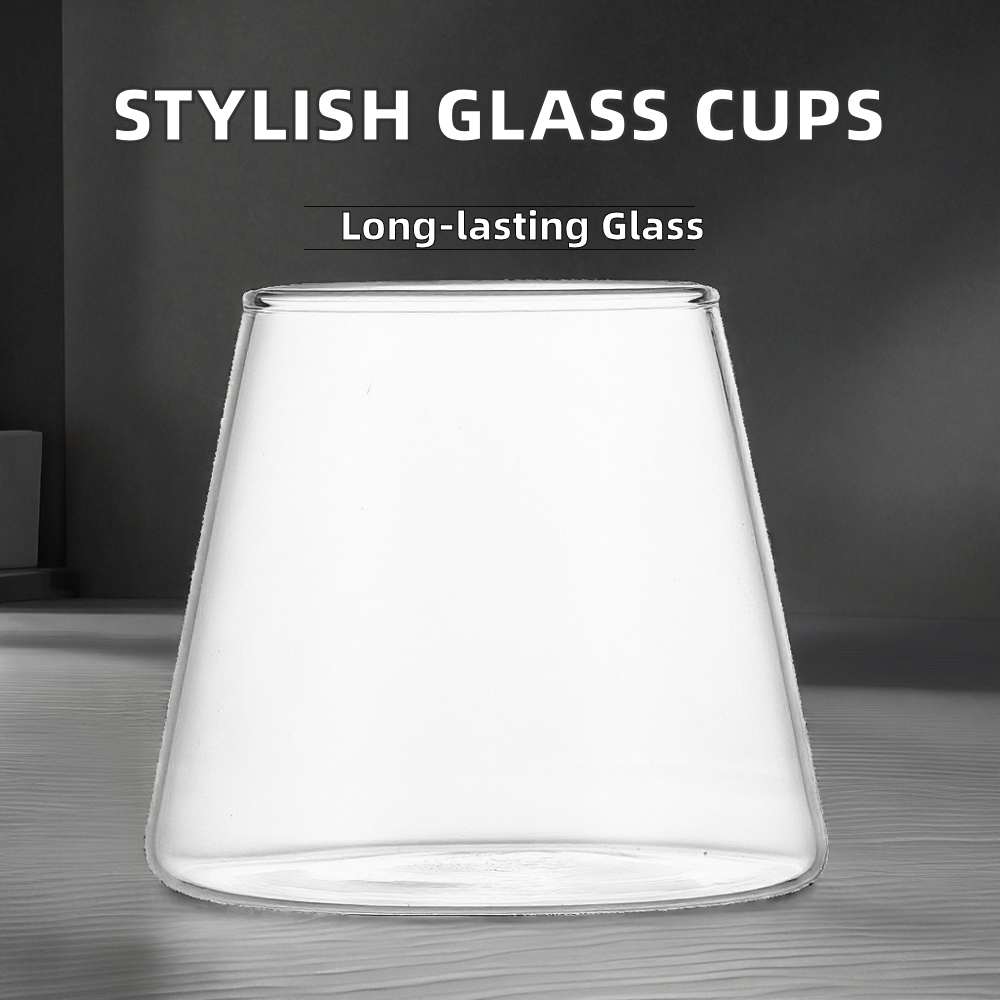 Home And Café Use Clear Glass Cups Stylish Design For Coffee Iced Drinks Custom Logo