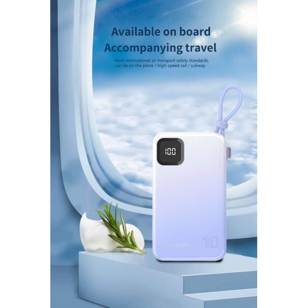 Slim Portable Power Bank Quick Charge 10000mah With Cable Digital Power Display
