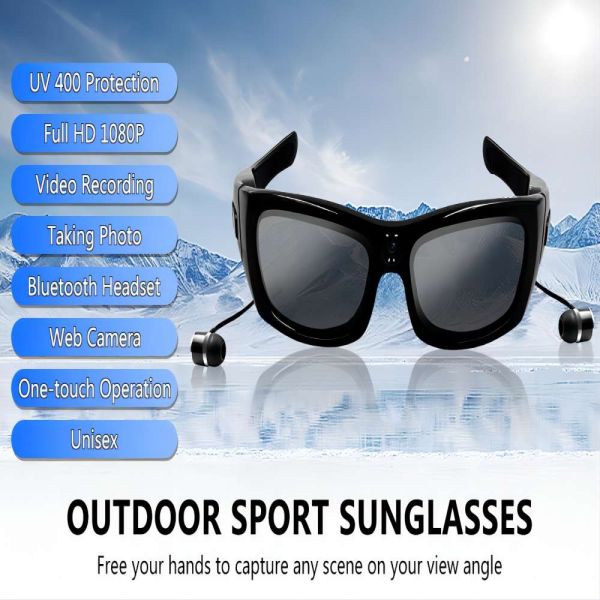 1080P HD Bluetooth Video Sunglasses For Outdoor Sports Photo Taking, Recording, Music