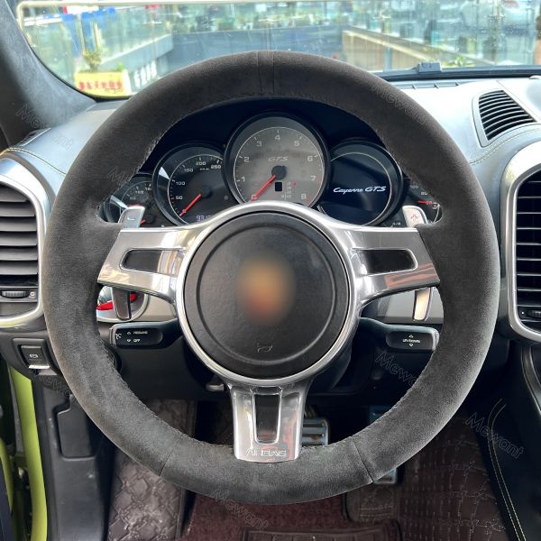 Blue Suede Custom Hand Stitching Steering Wheel Cover for PORSCHE 977 911 991 RS