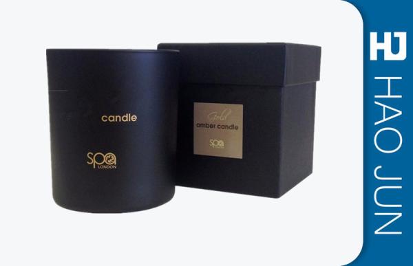 Black Matte Handmade Cardboard Candle Boxes Package Square / Round Shape