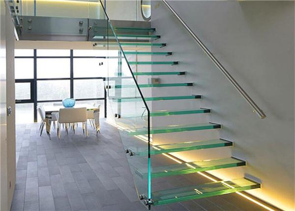 Prima Building Floating Steps Staircase Laminated Glass Steps Floating Straight Stair