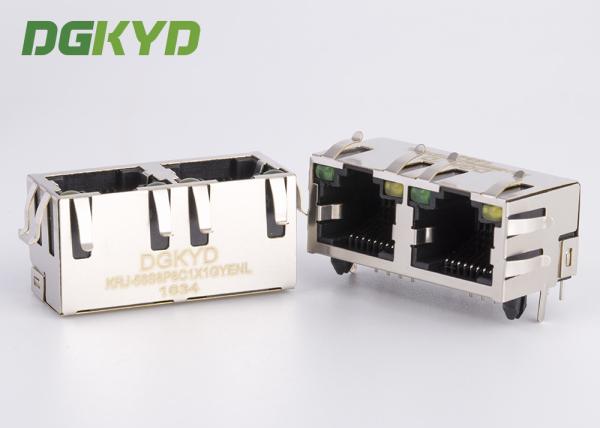 L'usine a adapté l'Ethernet aux besoins du client RJ45 Jack With LED gauche du bouclier 2 de profondeur de 15.75mm