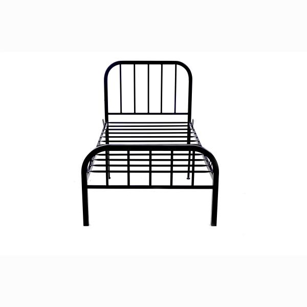 Powder Coated Q235 Metal Frame Single Bed Black Matte Iron Tube