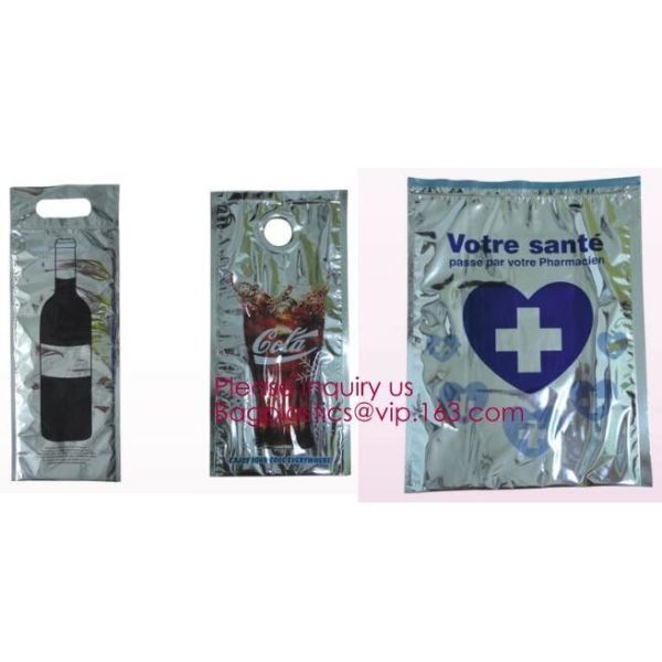 Custom Packing Aluminum Foil Zip-Lock Grocery Handle Thermal Insulation Cooler Bag For Outdoors,Promotional Insulated La