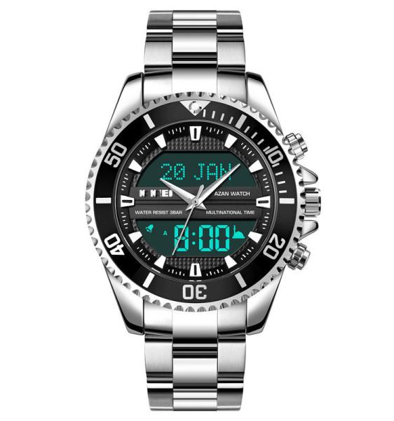 azan watch 1896 classic high-end Qibla wristwatch stainless steel case digital watches mens watch