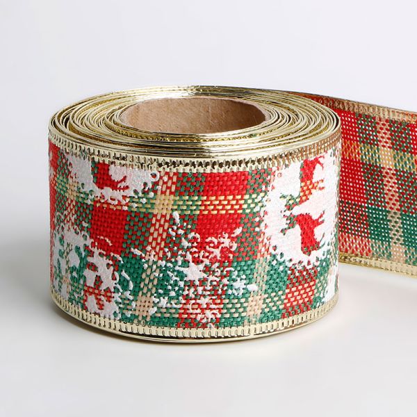 Шнурка с напечатанным рождественским логотипом для упаковки Ширина 63 мм Шнурка из ткани