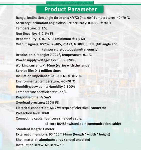 Inclinômetro de medição de ângulo de alta precisão 485 UNIVO UBTA-PLY para grau industrial