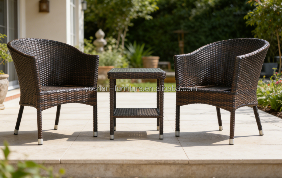 Aluminum Wicker Rattan Stackable Garden Furniture Outdoor Dining Chairs for Restaurant Beach Coffee Shops
