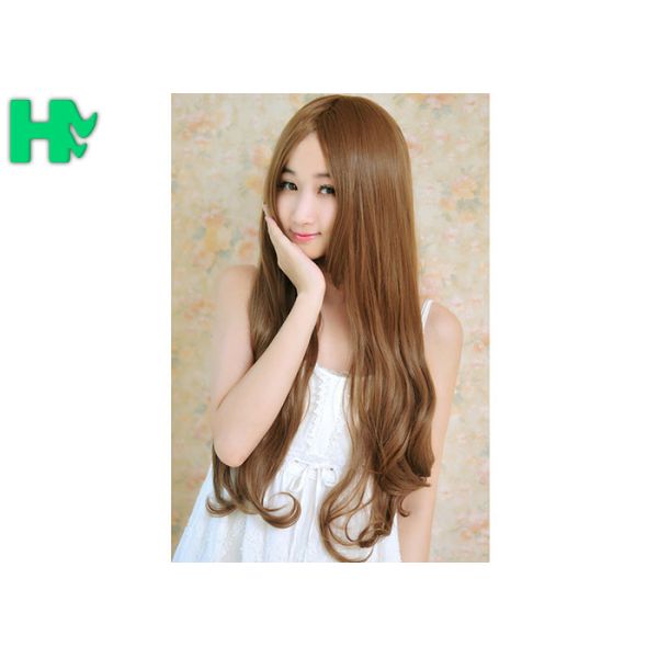 HuanFei Hair Synthetic Brown Wigs For Beautiful Women Long Wavy