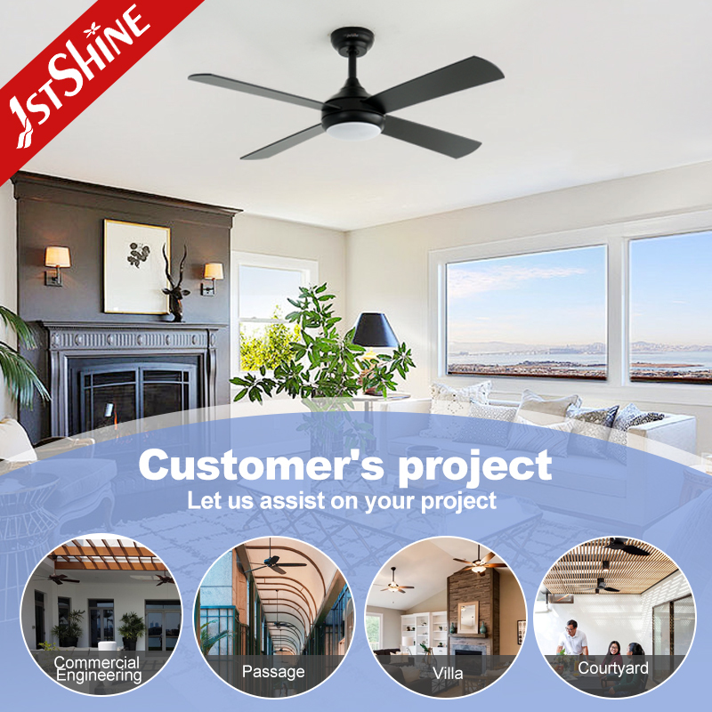 48 Inch Modern Ceiling Fan with Light Featuring MDF Blades and AC Motor