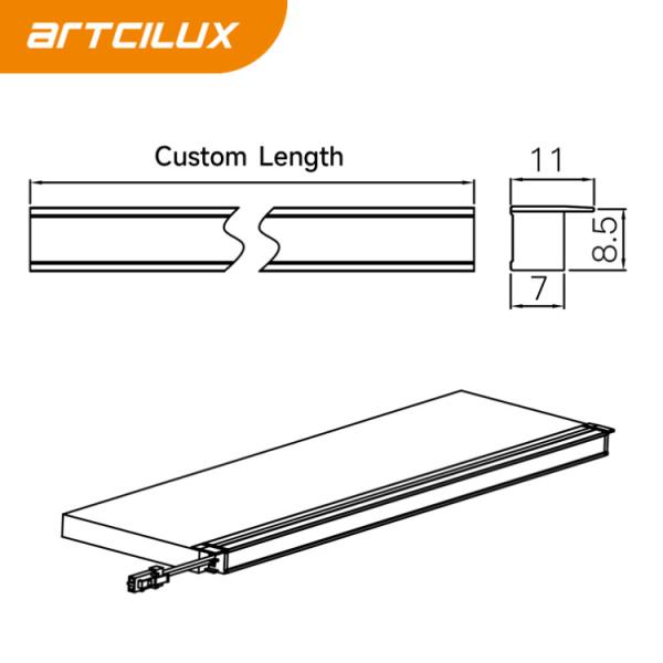 A260A Aluminum PC Laminate Light 150-2000x8.5x11mm Ra 90 DC12V 5W/m 2835/168PCS/m MANUAL SWITCH Glass Thickness 5-10mm