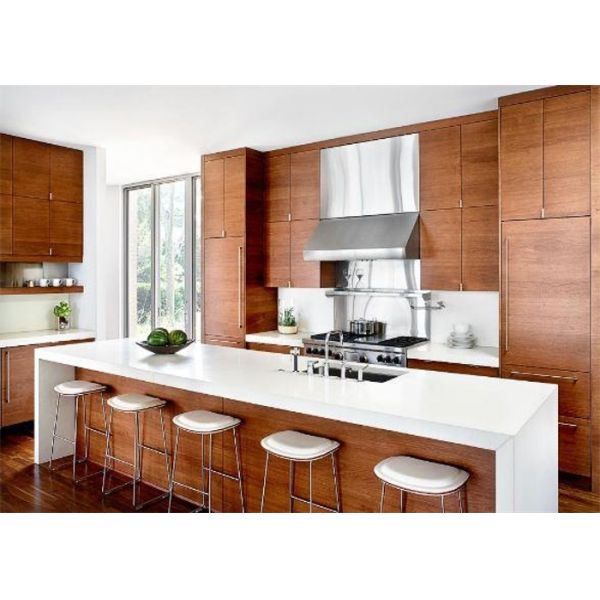 Solid Wood Contemporary Kitchen Cabinets Paint Finish Luxury Furniture