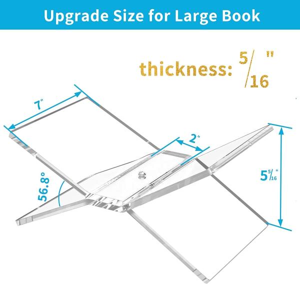 Folded Open acrylic book stand display Stand Holder Shelf Acrylic CookBook Display Stand