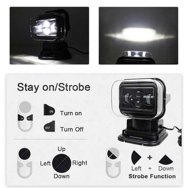 60W Led Spot Remote Control Marine Searchlights 50000hours Driving