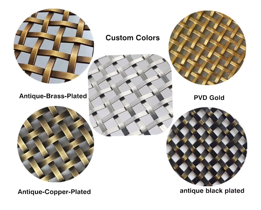 Pantalla de muebles de metal de alambre plano Reparo de enjuague único Acabado de latón antiguo rejillas de alambre de alambre decorativo para puertas de gabinete