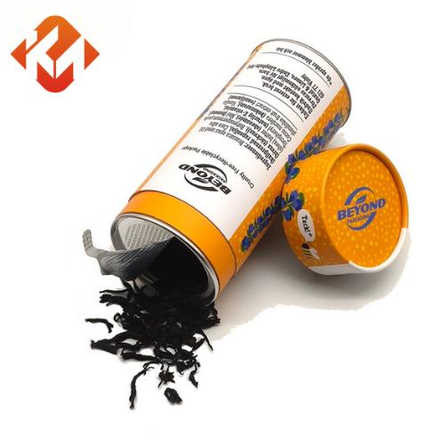 With easy tear seal cover custom printed cylindrical round food grade cardboard tea matcha powder packaging paper tube jar