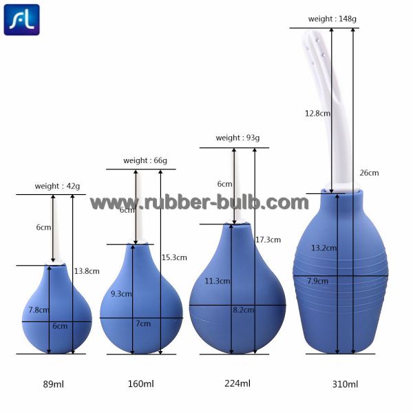 Black Silicone Enema Bulb Kit 7.6oz Clean Anal Douche With 19.7in Hose