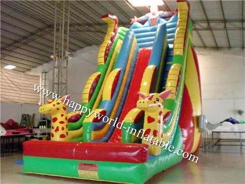 giraffe inflatable dry slide , spiderman inflatable slide , inflatable slip n slide