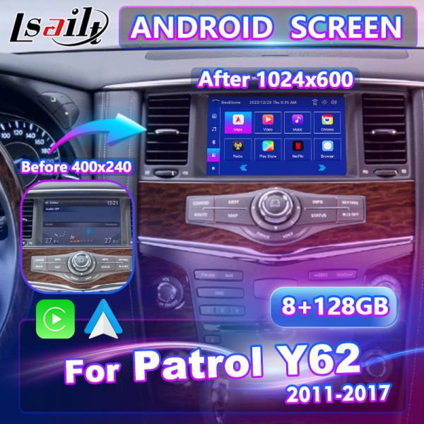 Lsailt 8 Inch Android Carplay Screen for Nissan Patrol Y62 Pathfinder 2011-2017 With Wireless Android Auto