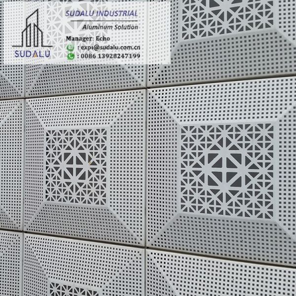SUDALU 3mm PVDF Laser Cutting Perforated Aluminium Panel for Outdoor Facade Cladding
