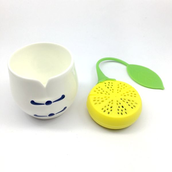 Bulk Unique Yellow Lemon Shape Cute Fruit Silicone Tea Strainer Infuser
