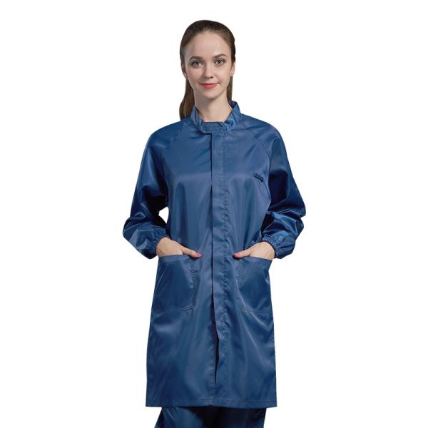 Laboratory Medical ESD Anti Static Garments Turndown Collar Coat