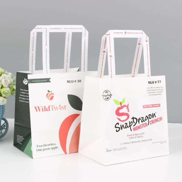 Mini saco de papel kraft branco com logotipo para impressão personalizada