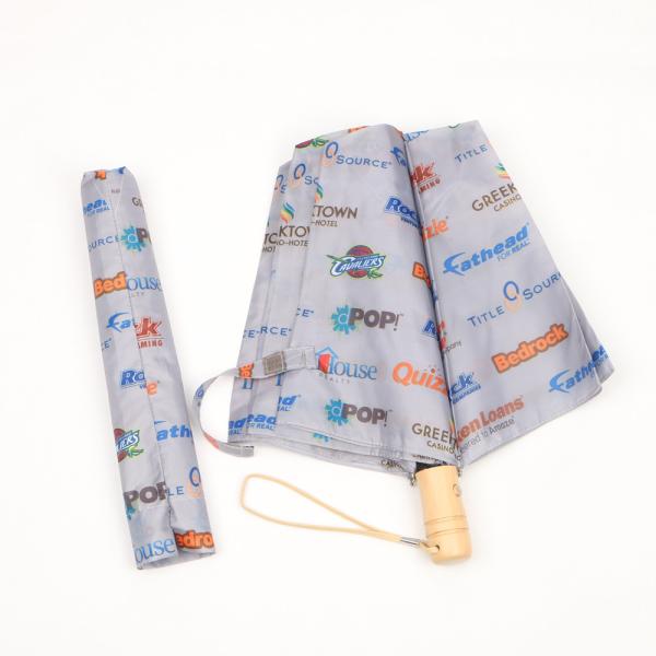 21 Inch Collapsible Two Fold Umbrella With Wood Handle And NBA Team Printing