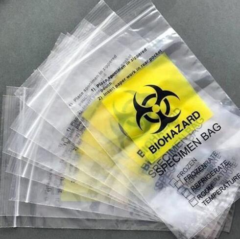 Biohazard 4 Layer Specimen Transport bag, pe glove, pe packaging, pe bags on roll, disposable PE gloves, disposable bag