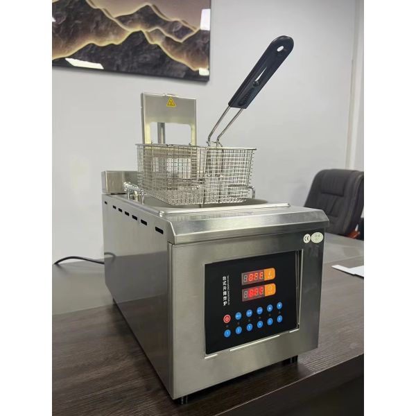 Fritadora de acero inoxidable multifuncional Fritadora de aceite automática de elevación máquina de freír olla de pollo asadas papas fritas pescado