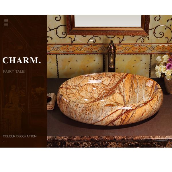 Роскошные санитарные принадлежности винтажные элегантные красочные столешницы ванная раковина Мраморный раковина