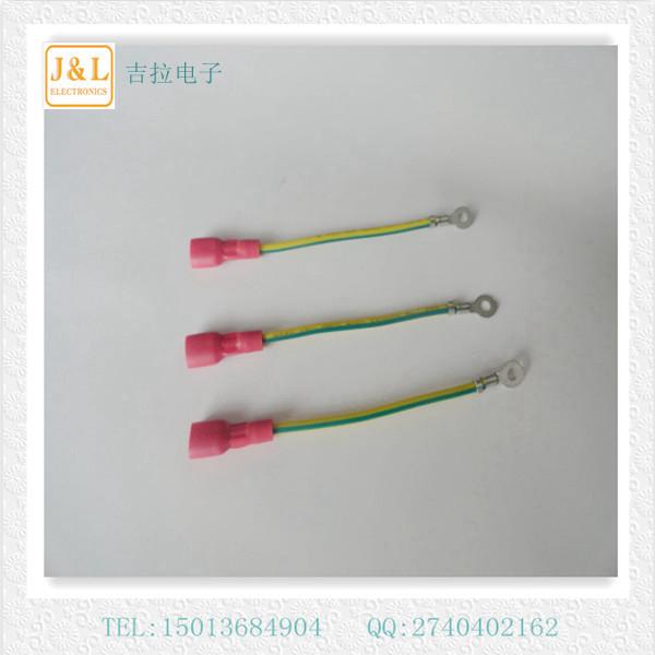 High quality wire  harness UL1015# yellow note green+3.2 round end +250 insulation end