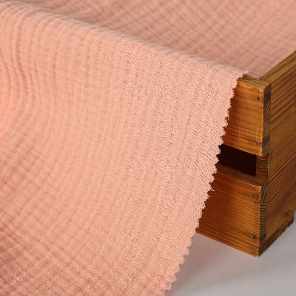 Top Fashion 100% Cotton Fabric Organic Piece Dyed Double Layer Crepe Material in Pure Color-Soft Feel for Baby & Kids Boys Girls