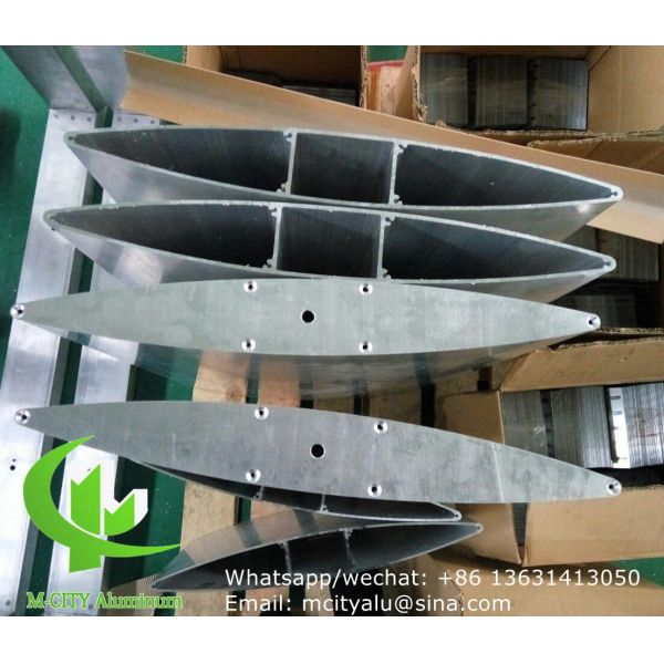 Horizontal Fixed Powder Coated Oval Shape Aluminum Aerofoil Sun Louver for Facade Curtain Wall