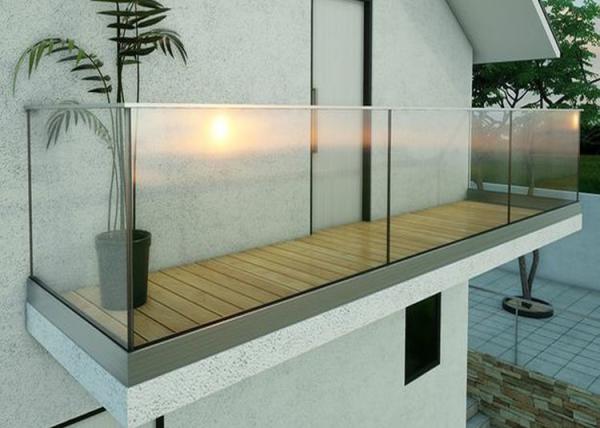 Modern Interior Glass Railing Balcony / Tempered Glass And Aluminum Deck Railing Customized Size Aluminium Decking Balustrade