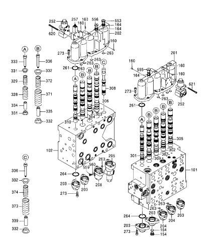 4363127 Hitachi EX300-5 Excavator Control Valve
