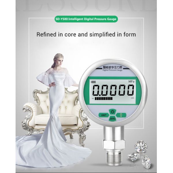 Stainless Steel 304 SS M20*1.5 Thread Gas Manometer Pressure Gauge with Battery Power