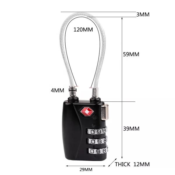 3 Digit Code TSA Lock Outdoor Industrial Safety Luggage Backpack Zipper Wire Rope Key Combination Padlock Zinc Plastic RARLUX