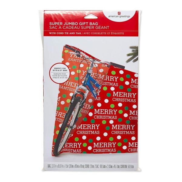 L'enveloppe de cadeau en plastique colorée de conception de vacances de Noël met en sac enorme/géant/X grands avec l'étiquette