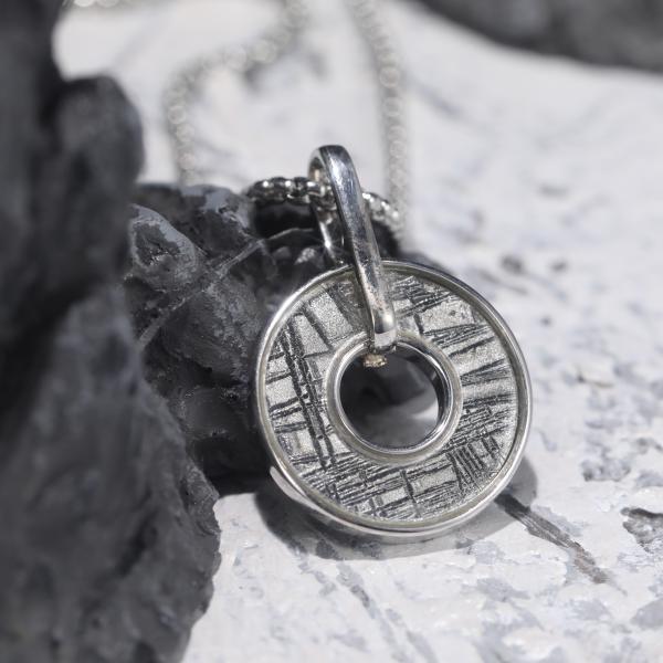 Genuine Iron Meteorite 925 Sterling Silver Pendant Necklace