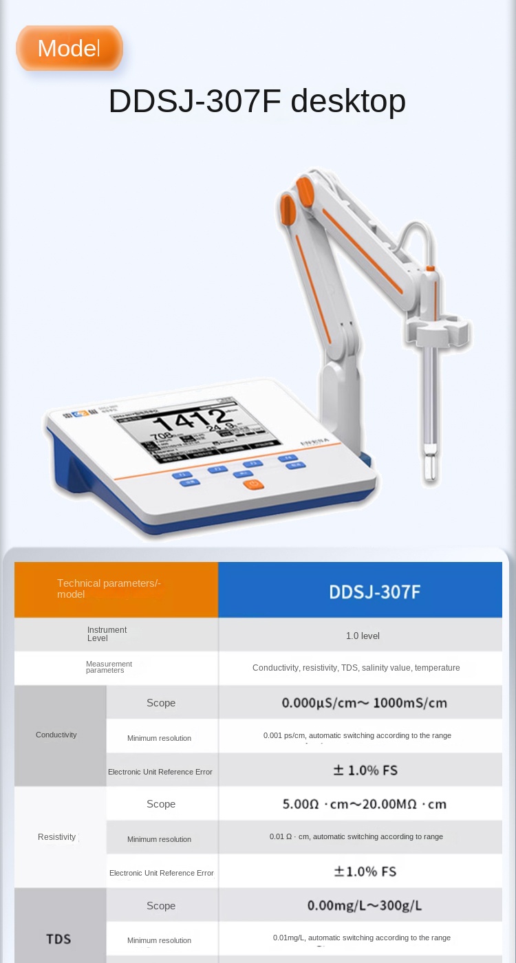 Magnetic Laboratory High Accuracy Conductivity Meter DDS-11A/307A/308F Desktop DDB-303A Portable