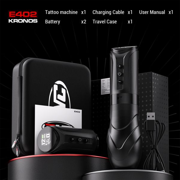 CNC KRONOS Wireless Tattoo Machine– 1900 MAh Battery, USB-C Rapid Charge, 4–12 V Adjustable & 7 Stroke