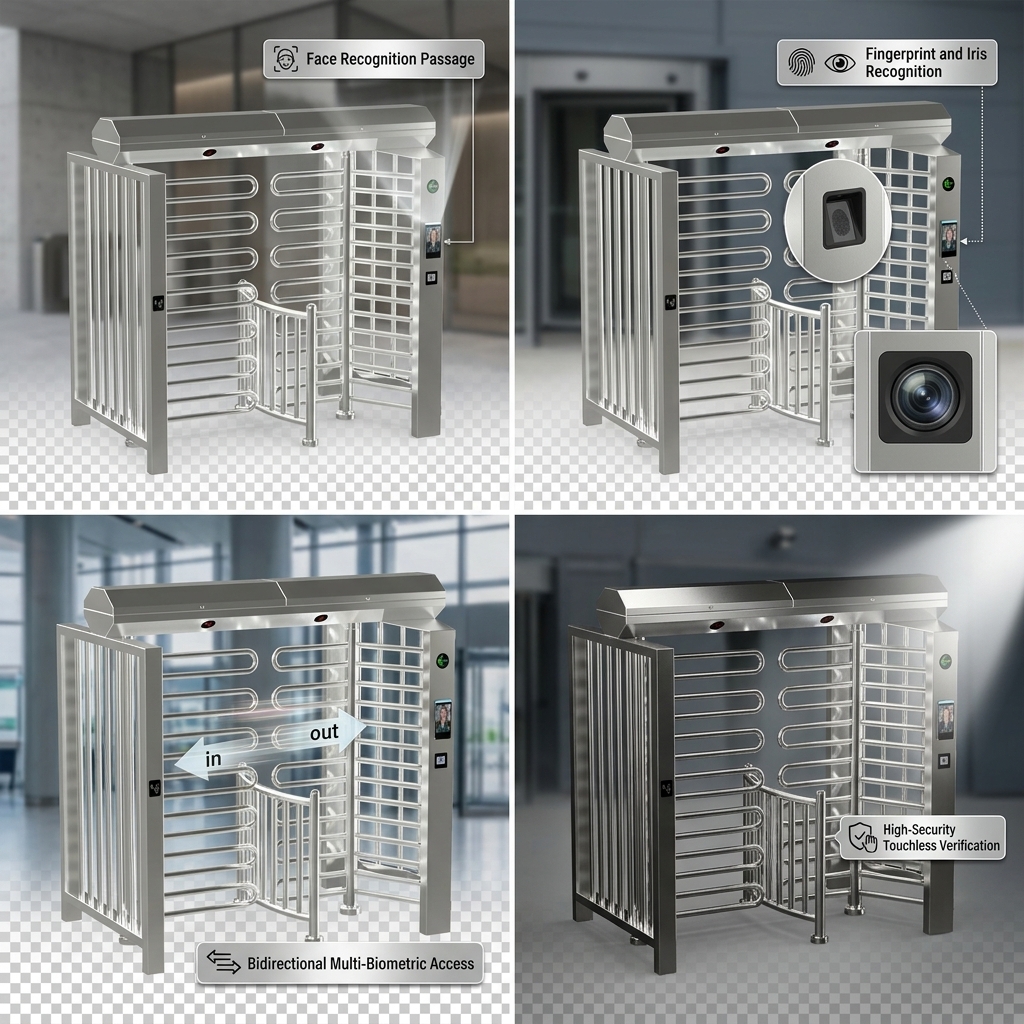 Biometric Recognition Full Height Rotating Turnstile Gate for Secure Access Control