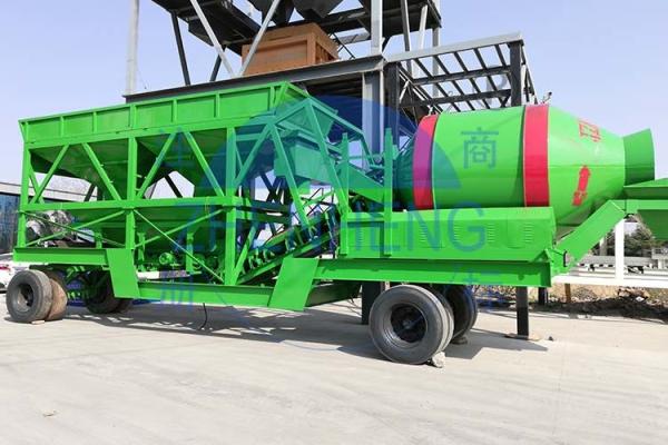 Planta YHZM75 de tratamento por lotes concreta móvel com o misturador de concreto do cilindro JZM1500