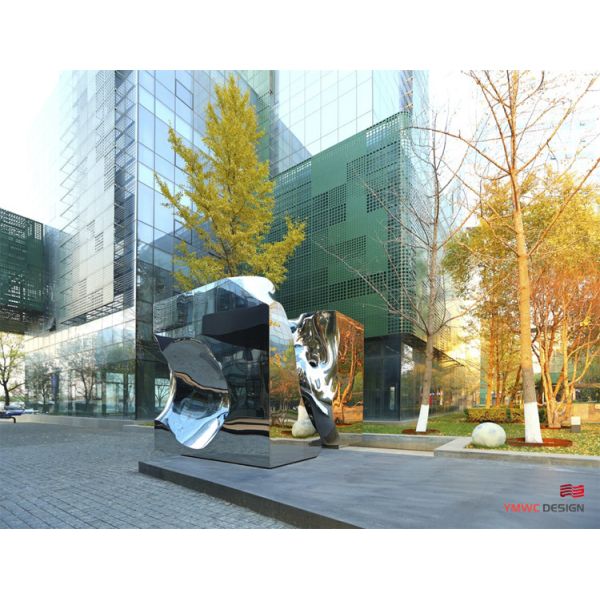 Custom Printing Large Stainless Steel Sculpture with Mirror Finish and Abstract Design