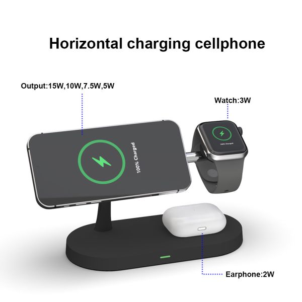 5 в 1 15W Qi Fast Holder Беспроводная зарядная стойка для iPhone Apple Watch Зарядная станция