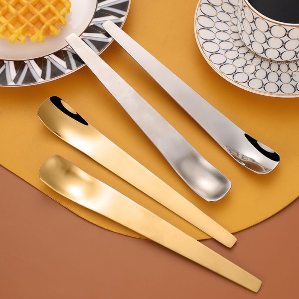 Customized Metal 304 Stainless Steel Ice Cream Scoop Slender Spoon for Dessert Square